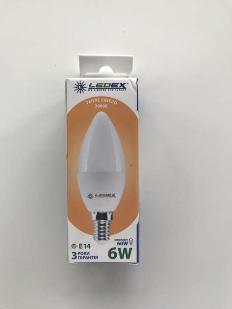 Світлодіодна лед LED лампа свічка 6вт 6W 6ват Е14 3000К теплий жовтий ...