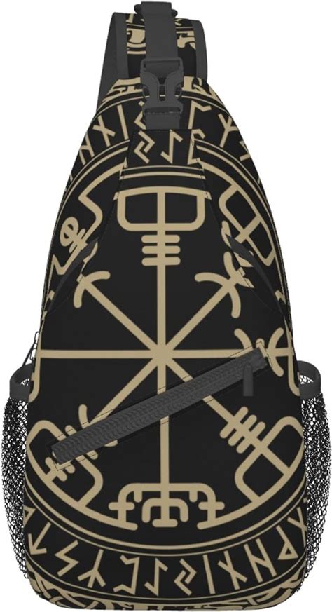 Amazon Sling Bag Black Celtic Viking Design Magical Runic Compass