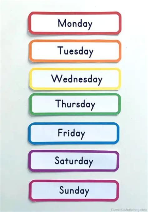 Free Printable Days Of The Week Labels Free Printable Templates