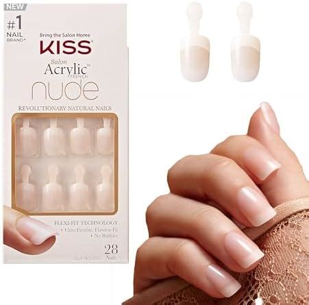 Amazon KISS Salon Acrylic French Manicure Set Leilani Medium Length Nude Square Press