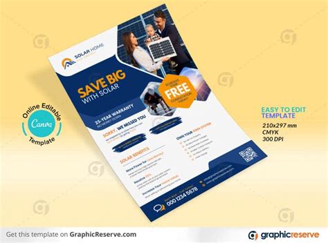 Solar Flyer Design Canva Template Graphic Reserve