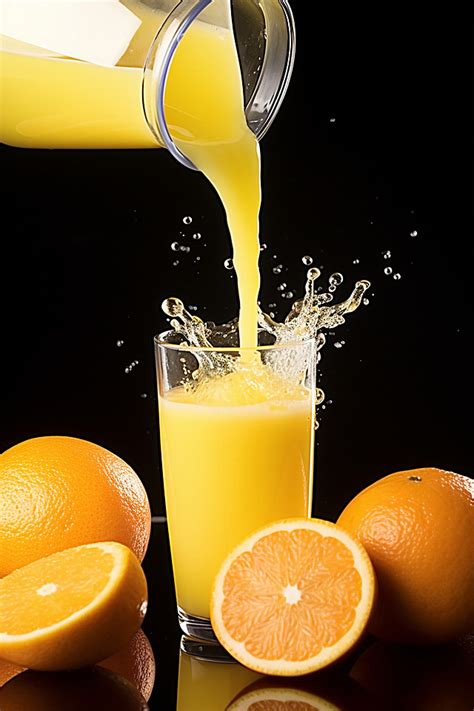 A Glass Of Orange Juice Pouring Out Of A Glass Of Oranges Background