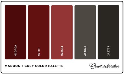 Maroon + Grey Color Palette | Maroon color palette, Maroon color, Maroon