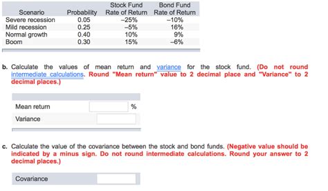 Solved Stock Fund Rate Of Return Bond Fund Rate Of Return