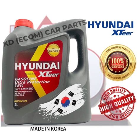 HYUNDAI XTEER 5W30 4L FULLY SYNTHETIC ENGINE OIL PROTON PERODUA