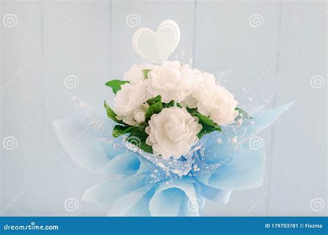 Artificial Jasmine Flower Bouquet with Greeting Card Paper Stock Image ...