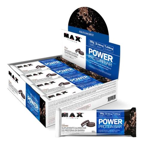 Barra de Proteína Max Titanium Power Protein Bar 90g 8 Unidades