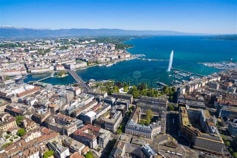 Aerial View of Geneva City - Switzerland Stock Photo - Image of river ...