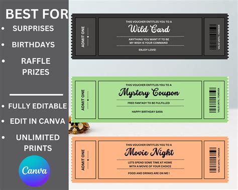 Editable Birthday Voucher Template Bundle Surprise Birthday - Etsy