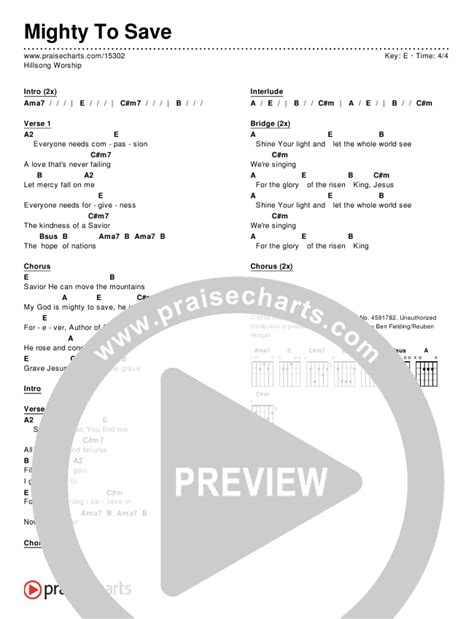 Mighty To Save Chords PDF (Hillsong Worship) - PraiseCharts