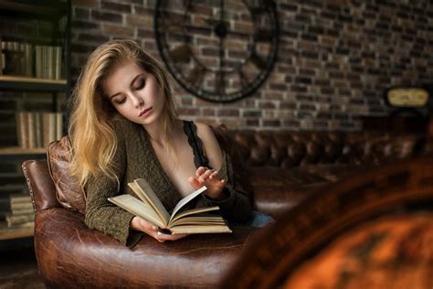 Wall Irina Popova Couch Bricks Blonde Depth Of Field Women Books