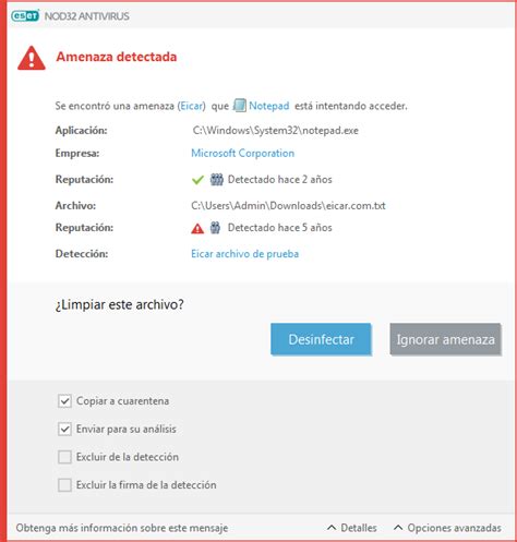 Detecci N De Una Infiltraci N Eset Nod Antivirus Ayuda En