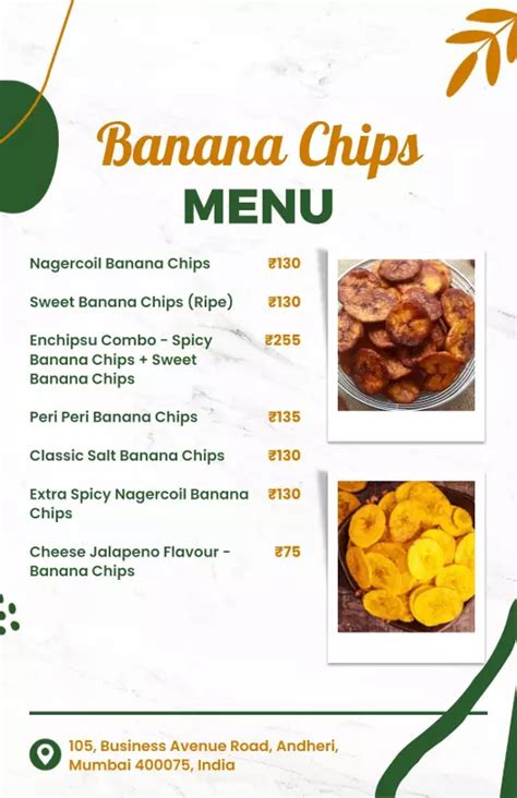 Snacks Menu Templates Customize And Download Free