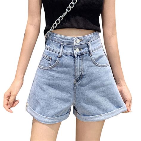 2023 Summer Blue Denim Shorts For Women Korean Fashion High Waisted