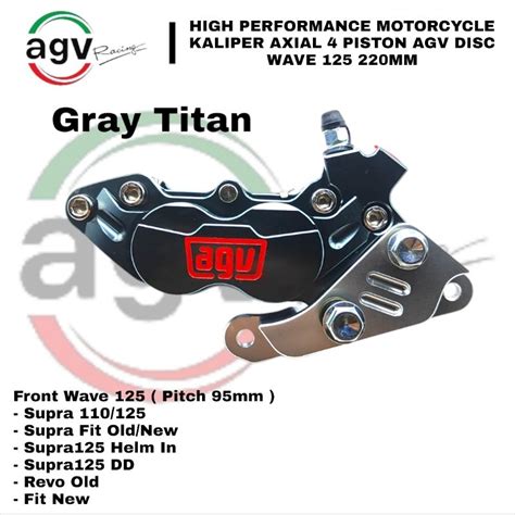 Agv Racing 4Piston Disc Caliper BIG POT Babet Gray Axial Right Coin