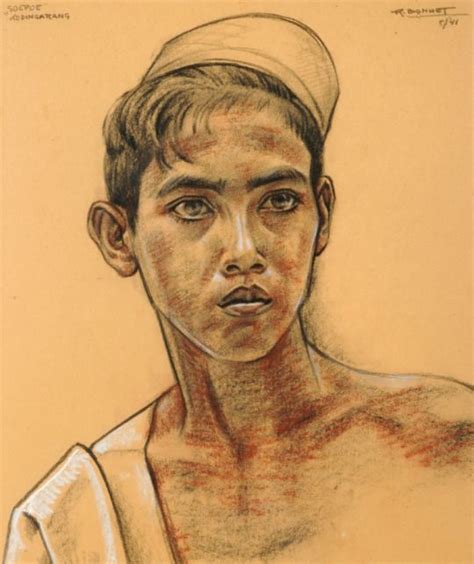 Rudolf Bonnet 1901 1978 Portrait Of A Boy Pastel Charcoal Things