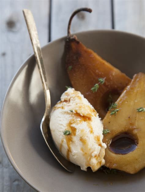 Ginger Maple Poached Pear Jamie Geller