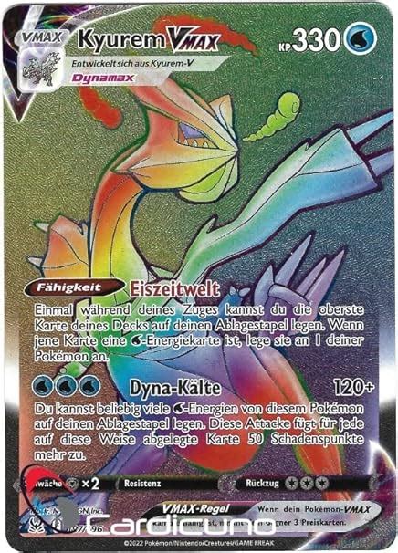 Cardicuno Kyurem VMAX 197 196 Rainbow Rare Verlorener Ursprung Pokémon