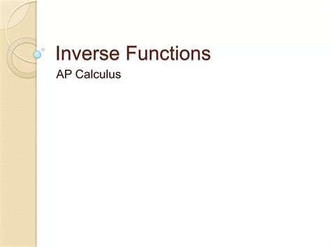 Inverse Functions Ppt