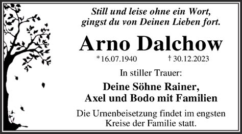 Traueranzeigen Von Arno Dalchow Abschied Nehmen De