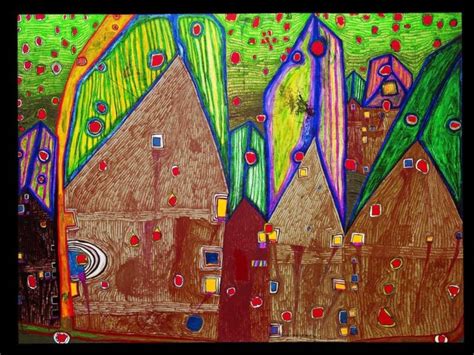 Friedensreich Hundertwasser 1961 Houses In Rain Of Blood Painting