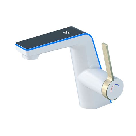 Lierteer 1pcs Temperature Display Basin Faucet LED Light Sprayer Hot Cold Water Sink Mixer Wash