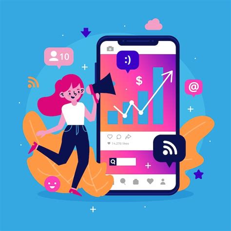 Concepto de teléfono móvil de marketing en redes sociales Vector Gratis