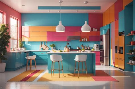 Premium AI Image | Modern kitchen interior design colorful