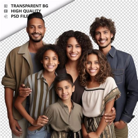 Família latina arrogante estilo ultra realista fundo branco PSD Premium