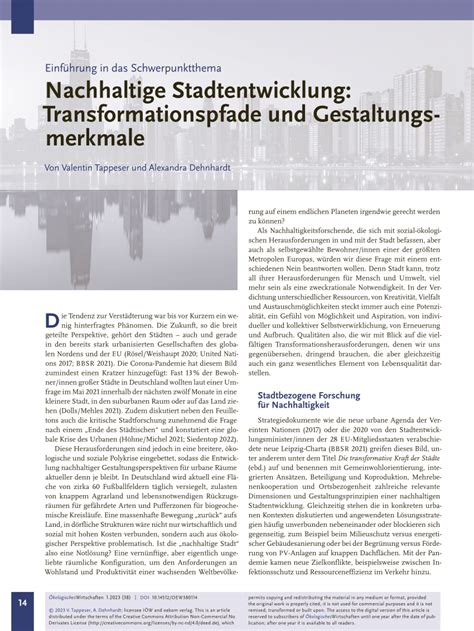 Pdf Nachhaltige Stadtentwicklung Transformationspfade Und