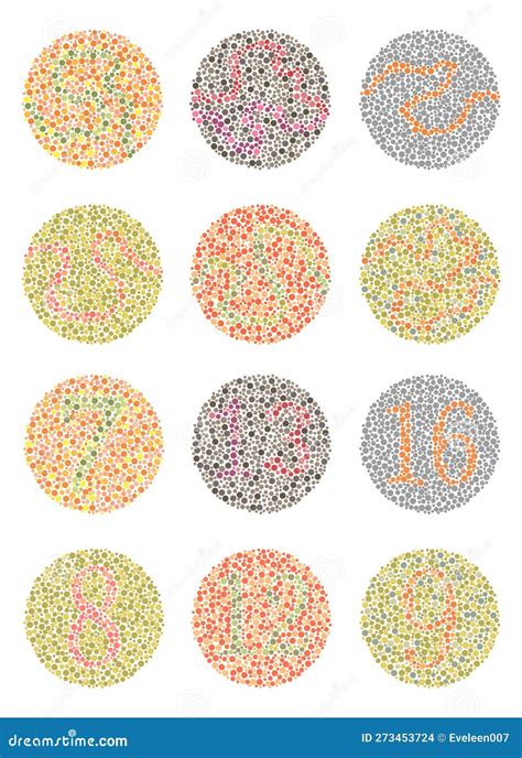 Circle Plate With Numbers Form Blind Color Ishihara Test Stock