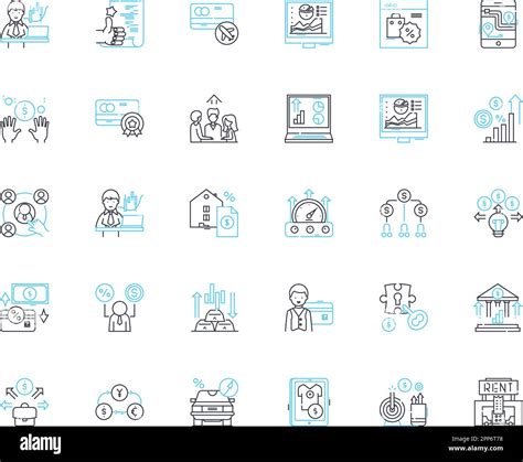 Juego De Iconos Lineales De Ingresos Presupuestarios Ingresos