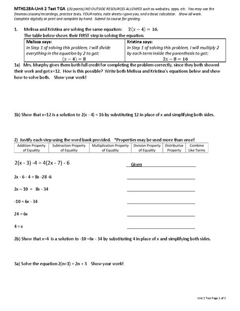 Unit Test V Tga Dk Pdf Mth Aunit Test Tga Points