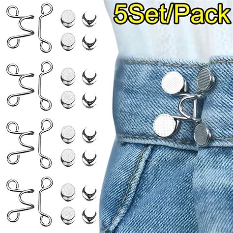 Set Extender Button Adjustable Waist Buckle Set Jean Button Pins