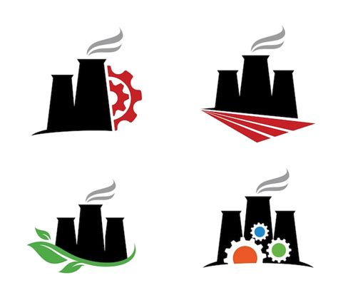 Quatre Logos Pour La Centrale Nucléaire Vecteur Premium