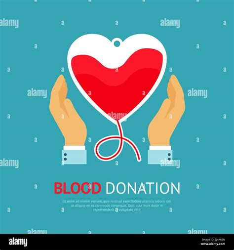 Blood Donation Poster With Hands Holds Transfusion Equipment In Heart