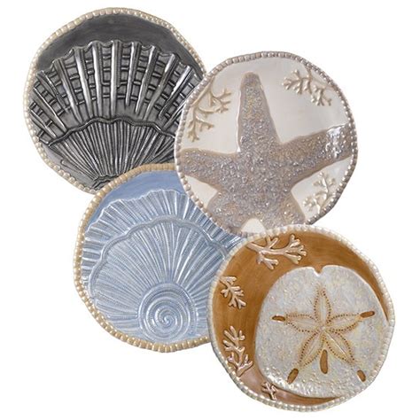 Coastal Life Dinner Plates Set Of 4 Coastal Life Seaside Decor Plates