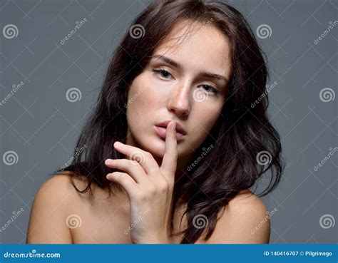 Torso Portrait Of The Naked Woman With Brown Hair Stock Image Image Of Breast Glamour 140416707