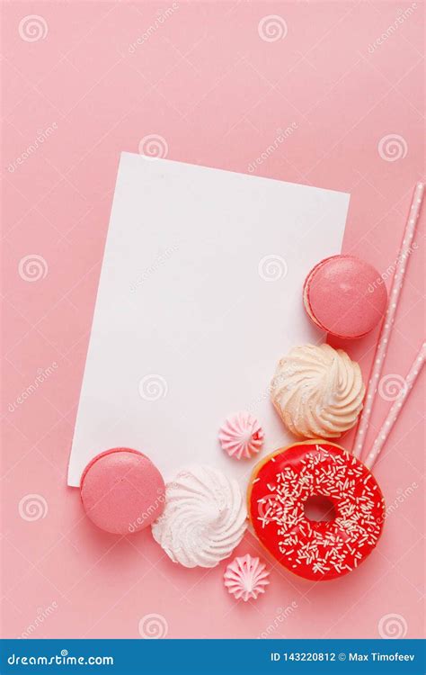 Kitchen Pastry Confectionery And Sweets On A Pink Background Top View