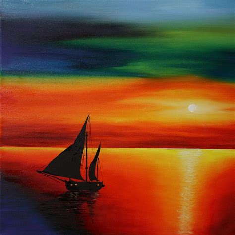 Sailing into the weekend ⛵ #montmarteart #oilpainting #sunsetpainting # ...