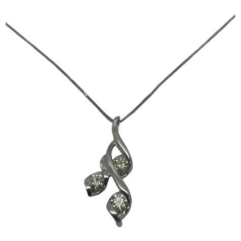 14k White Gold 1 1 3 Cttw Diamond Sparkling Shapes Pendant Necklace For