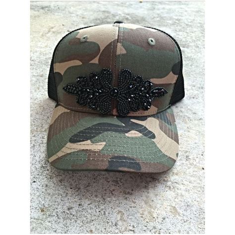 Camo Trucker Hat With Beaded Embellishment