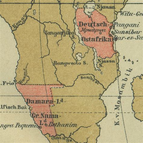 1890 Vintage World Map of German Colonies