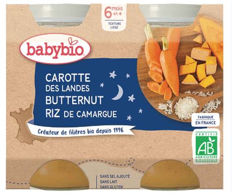 Petit pot bonne nuit carotte des landes butternut riz BIO dès 6