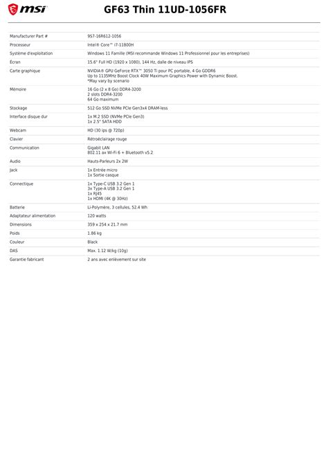 MS-16R6 - MSI Specifications and Certification