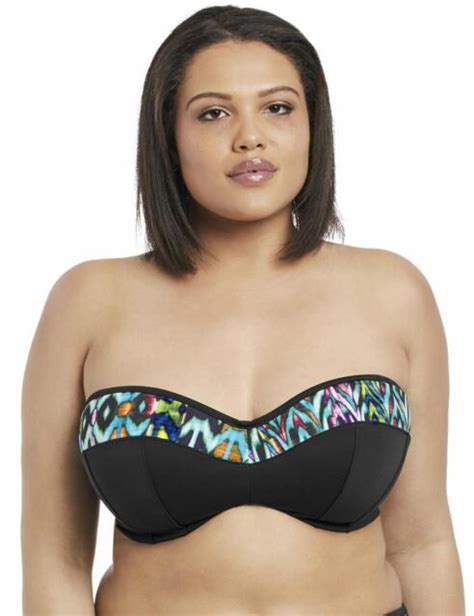 Elomi Tribal Instinct Es7115 W Underwired Bandeau Bikini Top Black Blk