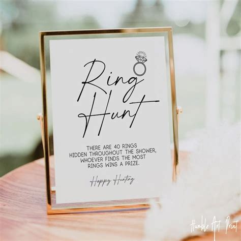 Ring Hunt Game Sign Modern Bridal Shower Game Minimalist Ring Game