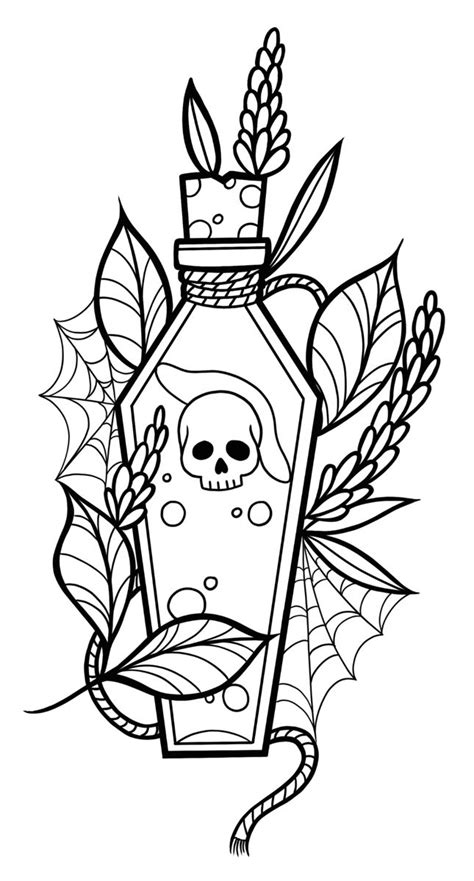 Poison Bottle Tattoo Design In 2023 Coloring Book Art Witch Coloring