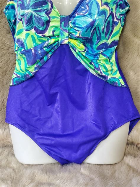 Vintage Pacific Connections Blue One Piece Swimsuit … Gem