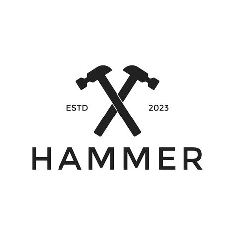 Vintage Retro Hammer Abzeichen Logo Design Premium Vektor